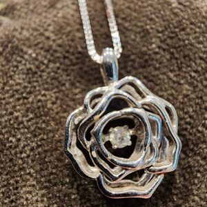 Enchanted Disney Belle 1/20 ct.t tw. Twinkling Diamond Rose Pendant